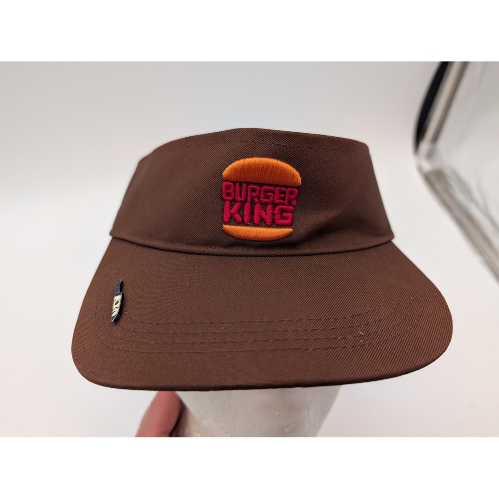 Burger King Uniform Visor Brown Orange Embroidered Logo Snapback Hat with Pin